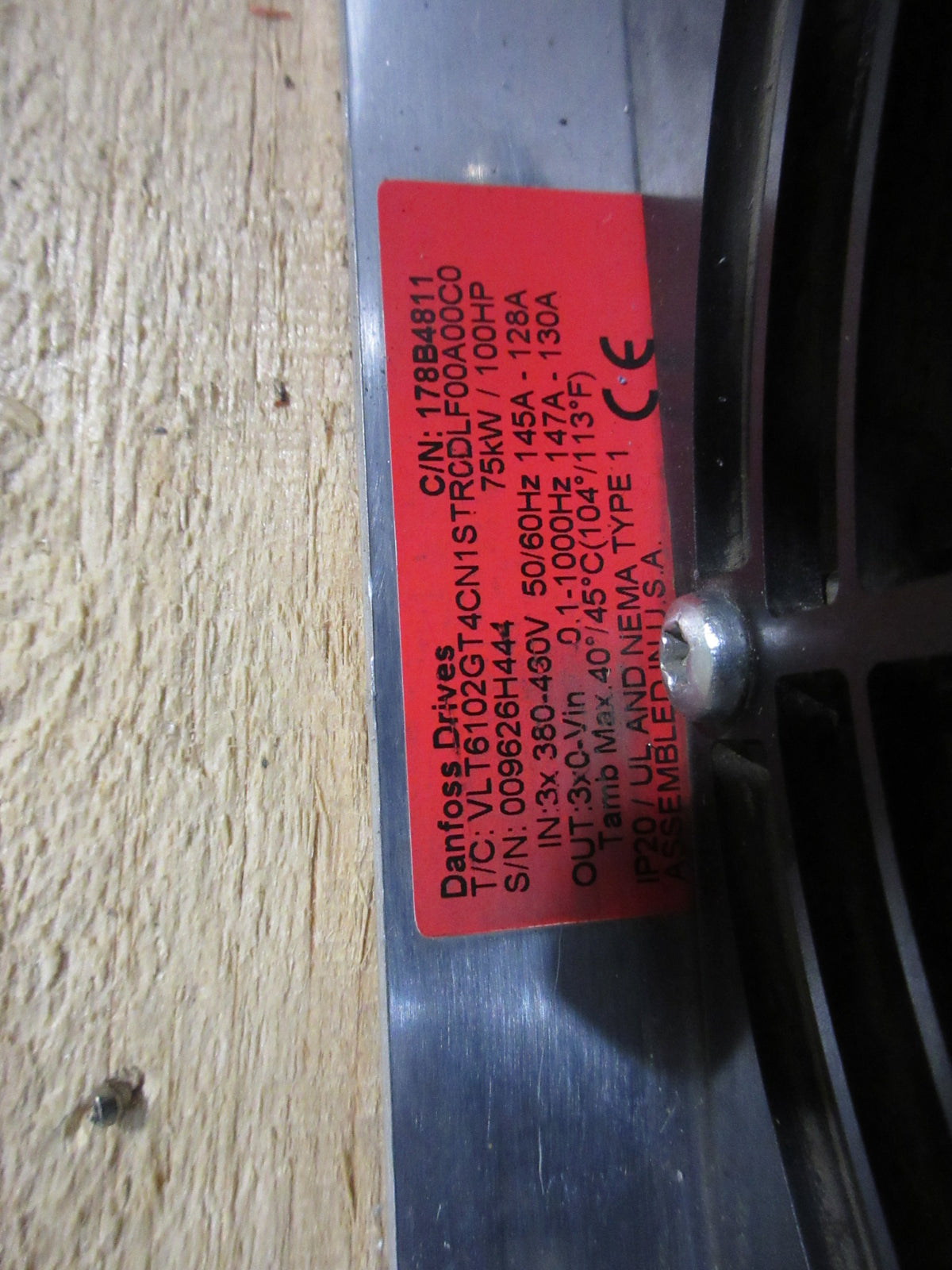 Danfoss VLT 6000 AC Drive 178B4811 100HP 3Ph Used