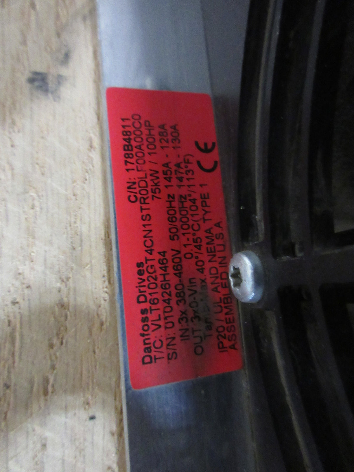 Danfoss VLT 6000 AC Drive 178B4811 100HP 3Ph Used