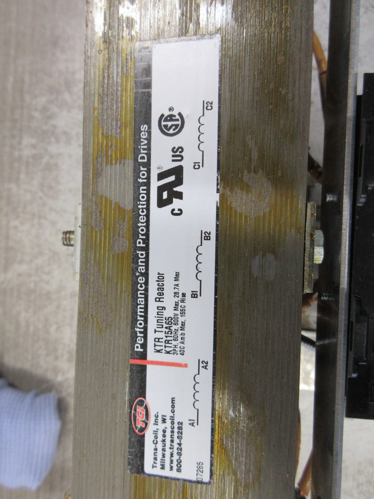 TCI KTR Tuning Reactor KTR15A65 28.7A 600V 60Hz 3Ph Used