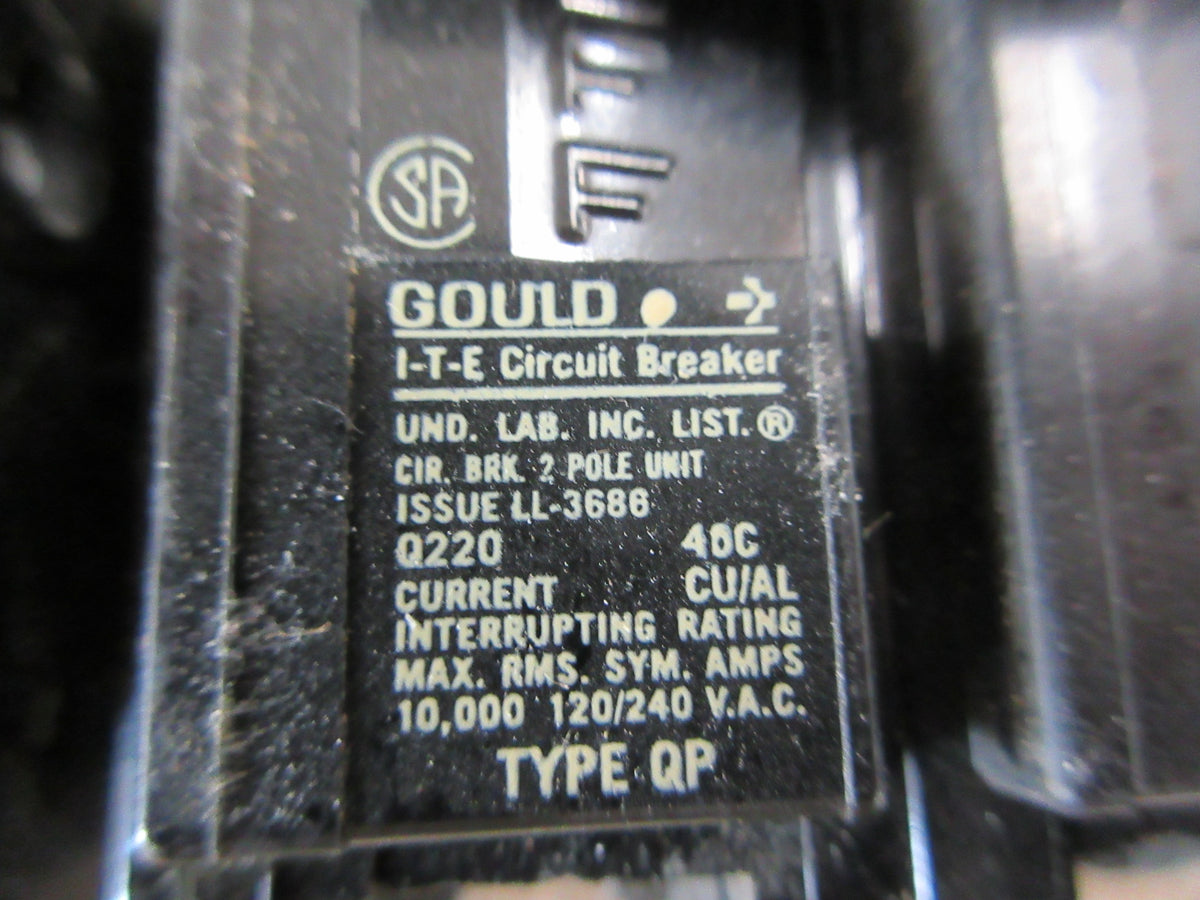Gould ITE Type QP Clip-On Circuit Breaker Q220 20A 120/240V 2P *Lot of 5* Used