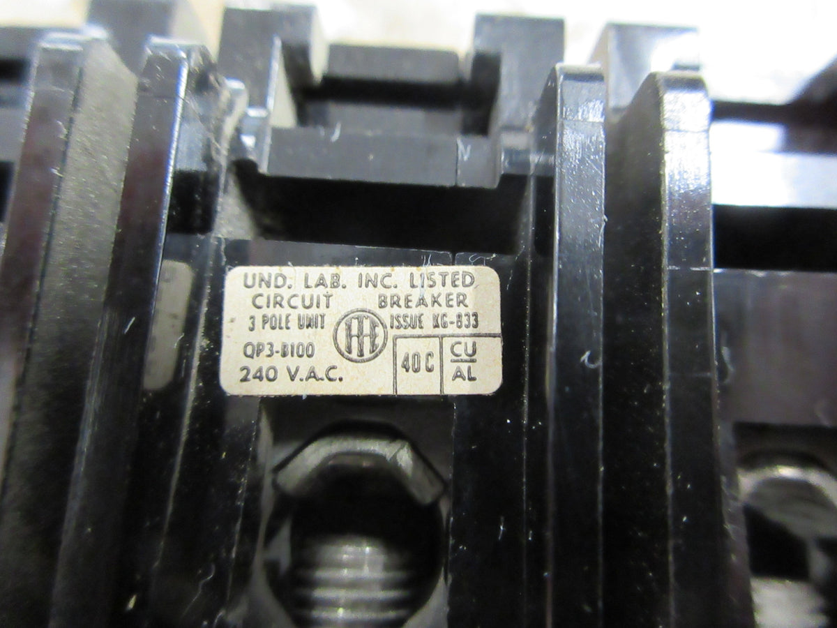 ITE Clip-On Circuit Breaker QP3-B100 100A 240V 3P Used