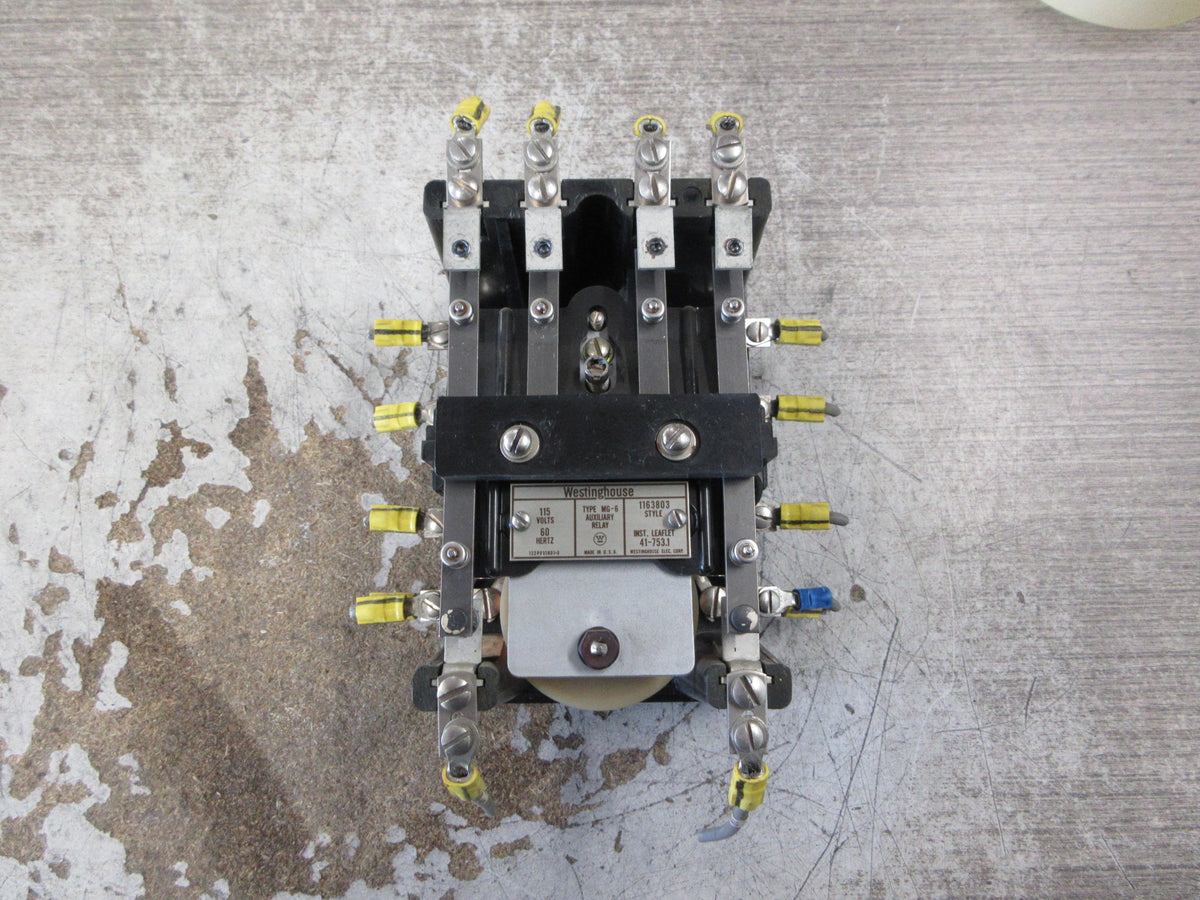 Westinghouse Type MG-6 Auxiliary Relay 1163803 115V 60Hz Used