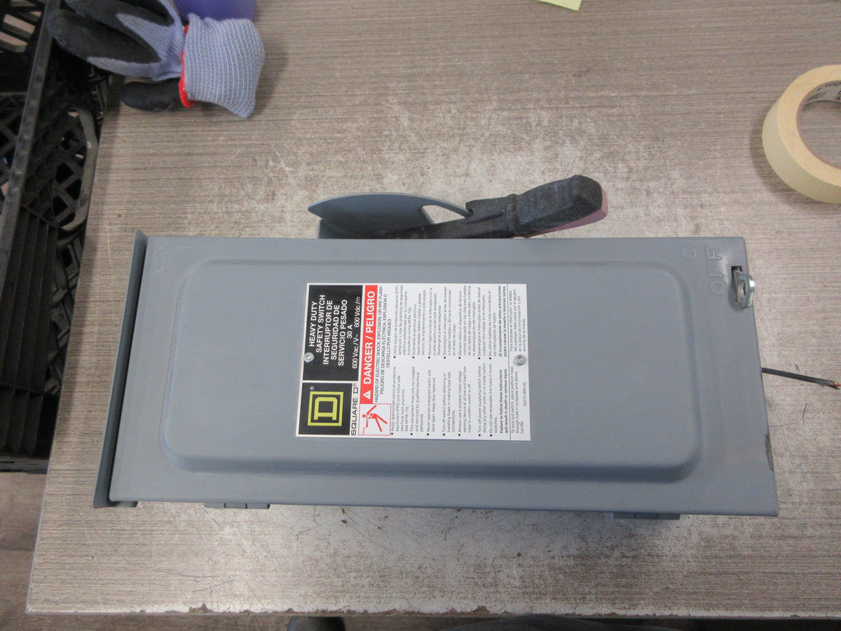 Square D 3R Fusible Safety Switch/Disconnect H361RB Ser. F05 30A 600V 3P Used