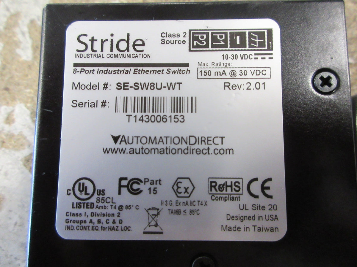 Automation Direct Stride Industrial Ethernet Switch SE-SW8U-WT Rev. 2.01 Used
