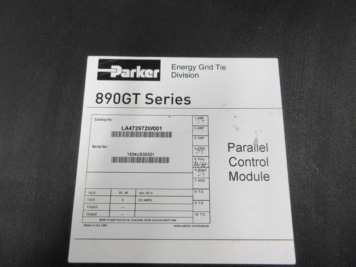 Parker 890GT Parallel Control Module LA472972W001 24-48 VDC 2A Used