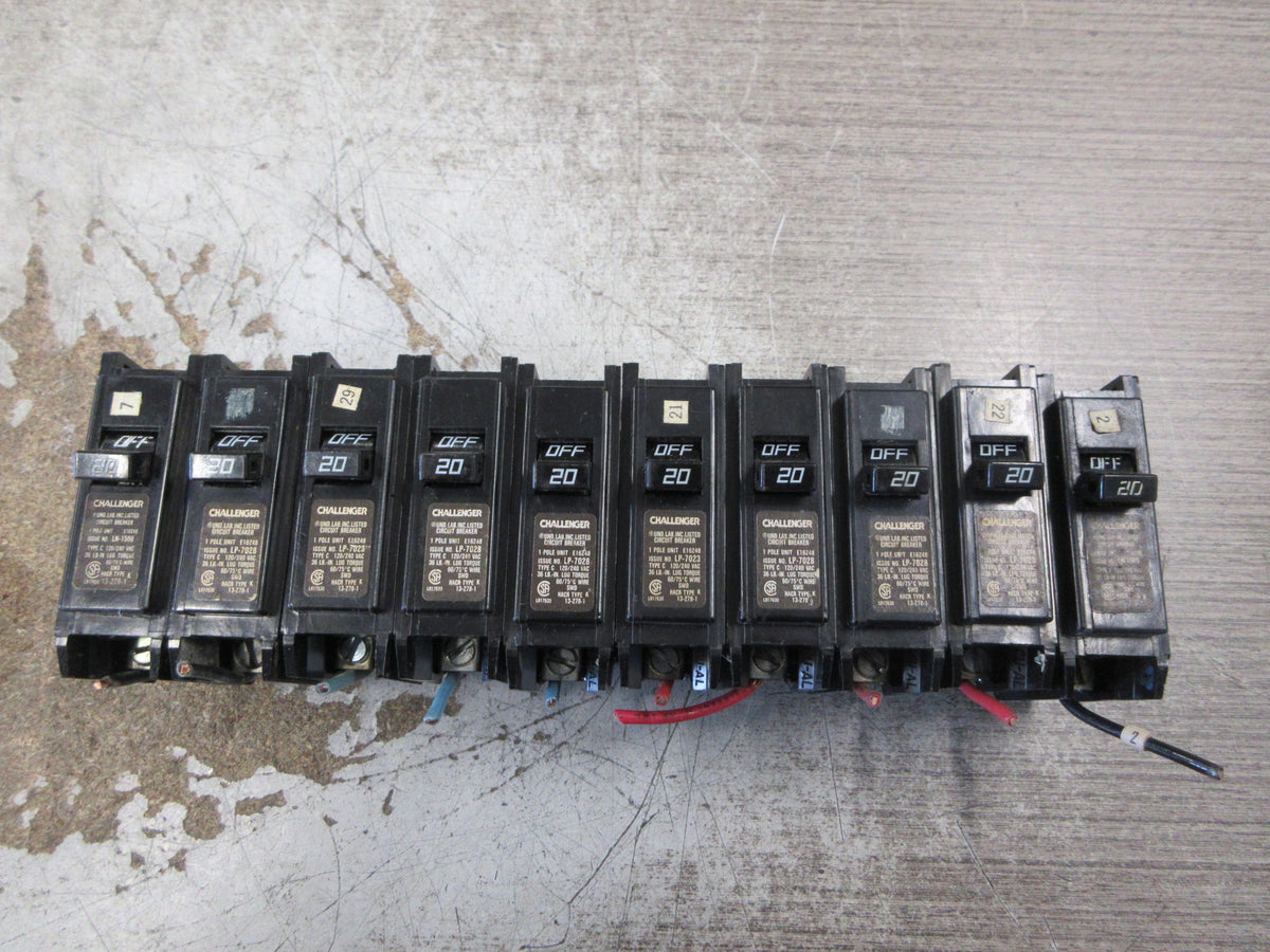 Challenger Clip-On Circuit Breaker C120 20A 120/240V 1P *Lot of 10* Used