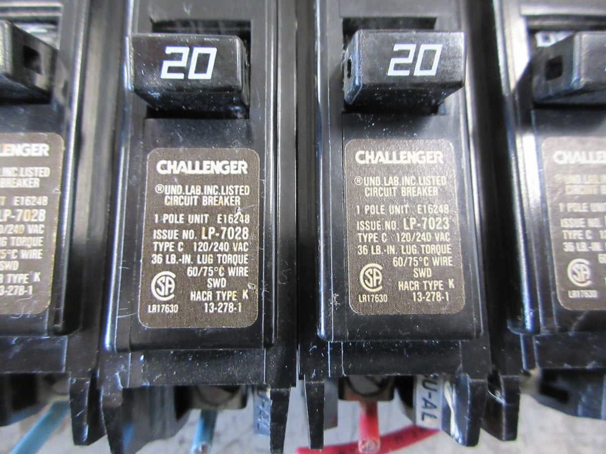 Challenger Clip-On Circuit Breaker C120 20A 120/240V 1P *Lot of 10* Used