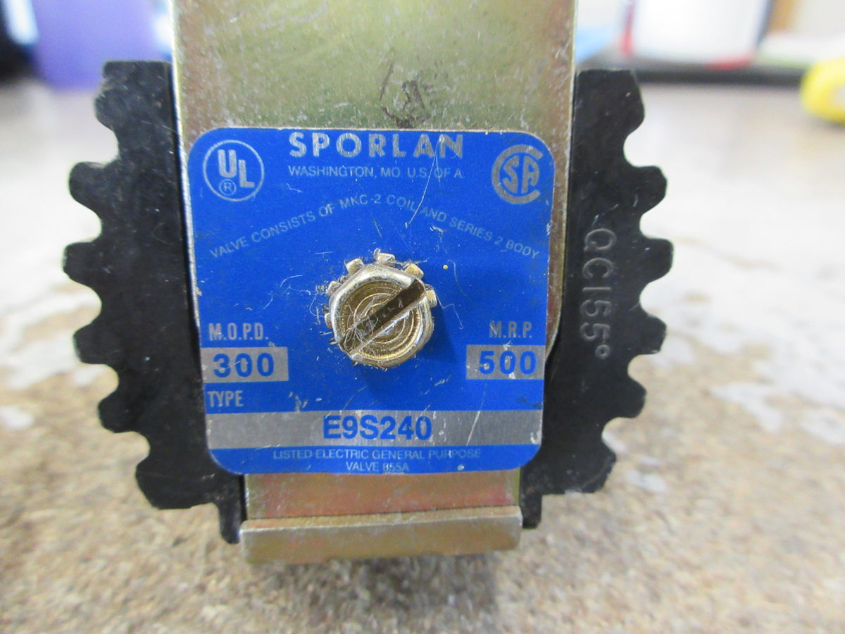 Sporlan Solenoid Valve E9S240 300 PSI MOPD 500 PSI MRP Used