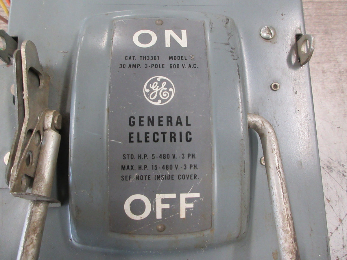 GE Fusible Safety Switch/Disconnect TH3361 30A 600V 3P Used