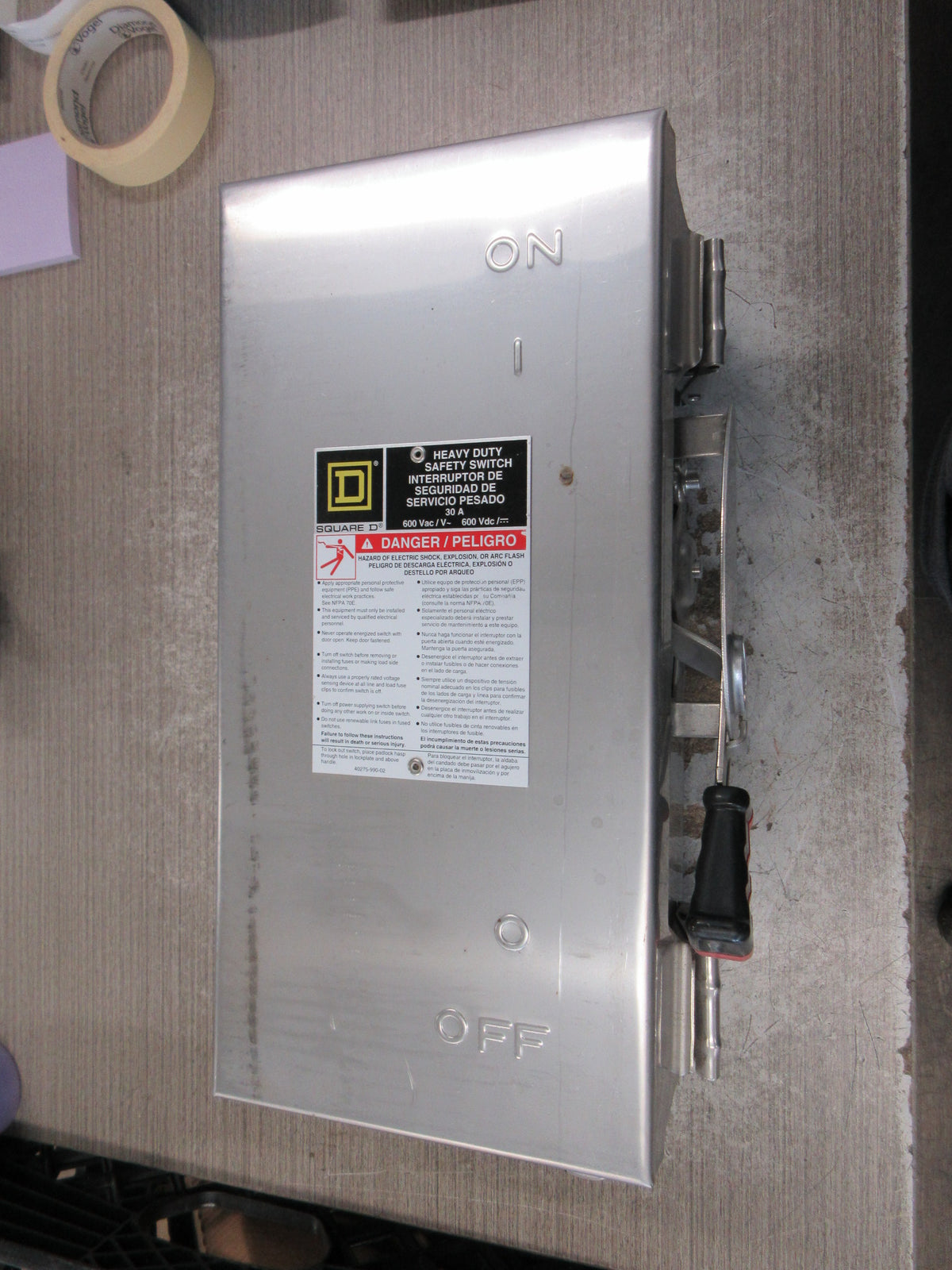 Square D Stainless Steel 3R Non-Fusible Safety Switch/Disconnect New Surplus