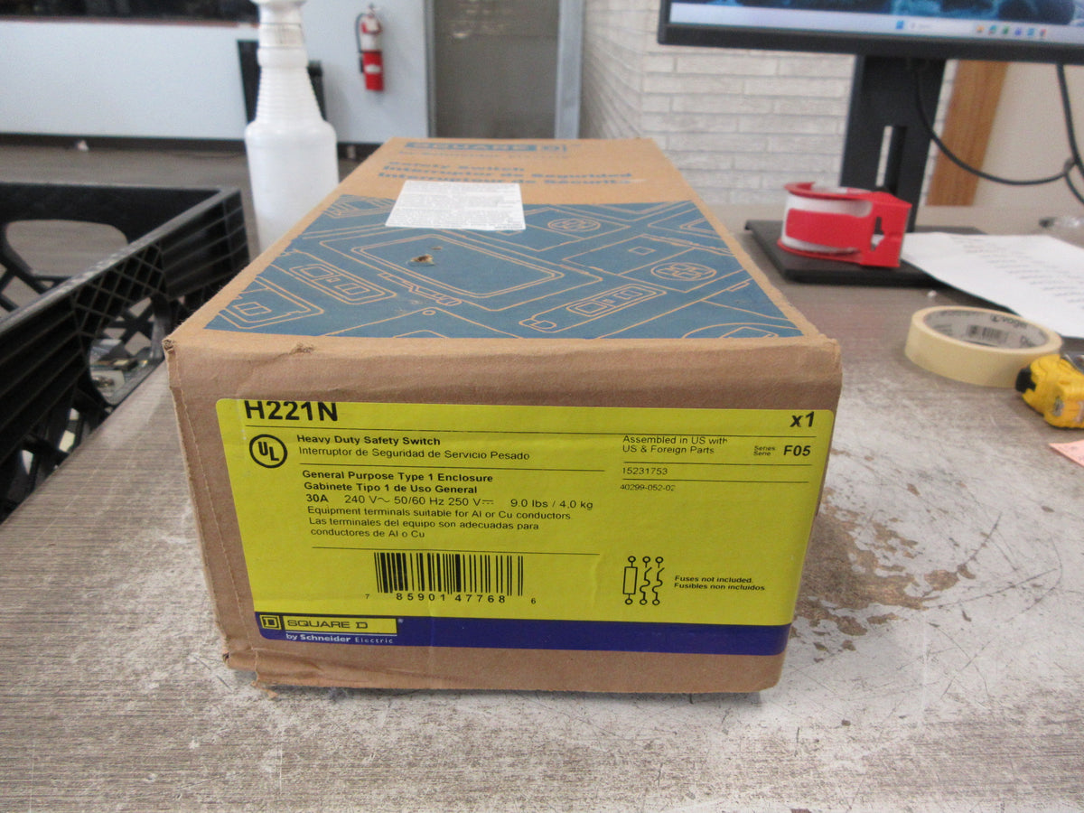 Square D Fusible Safety Switch/Disconnect H221N Ser. F05 30A 240V New Surplus