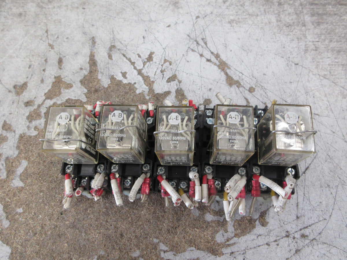 Allen-Bradley Relay 700-HC24A1 Ser. C 120V Coil w/ Base *Lot of 5* Used