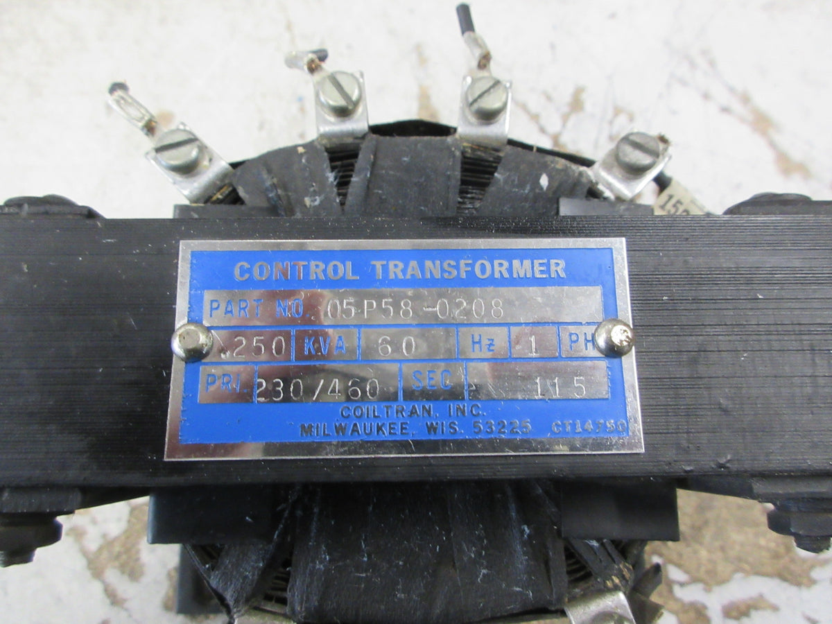 Coiltran Control Transformer 05P58-0208 0.250KVA Pri: 230/460V Sec: 115V Used