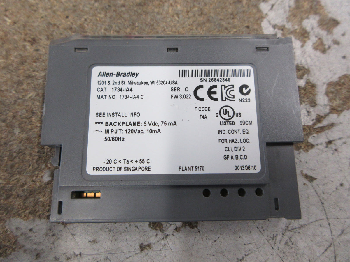 Allen-Bradley Point I/O Digital Input Module 1734-IA4 Ser. C FW: 3.022 4PT Used