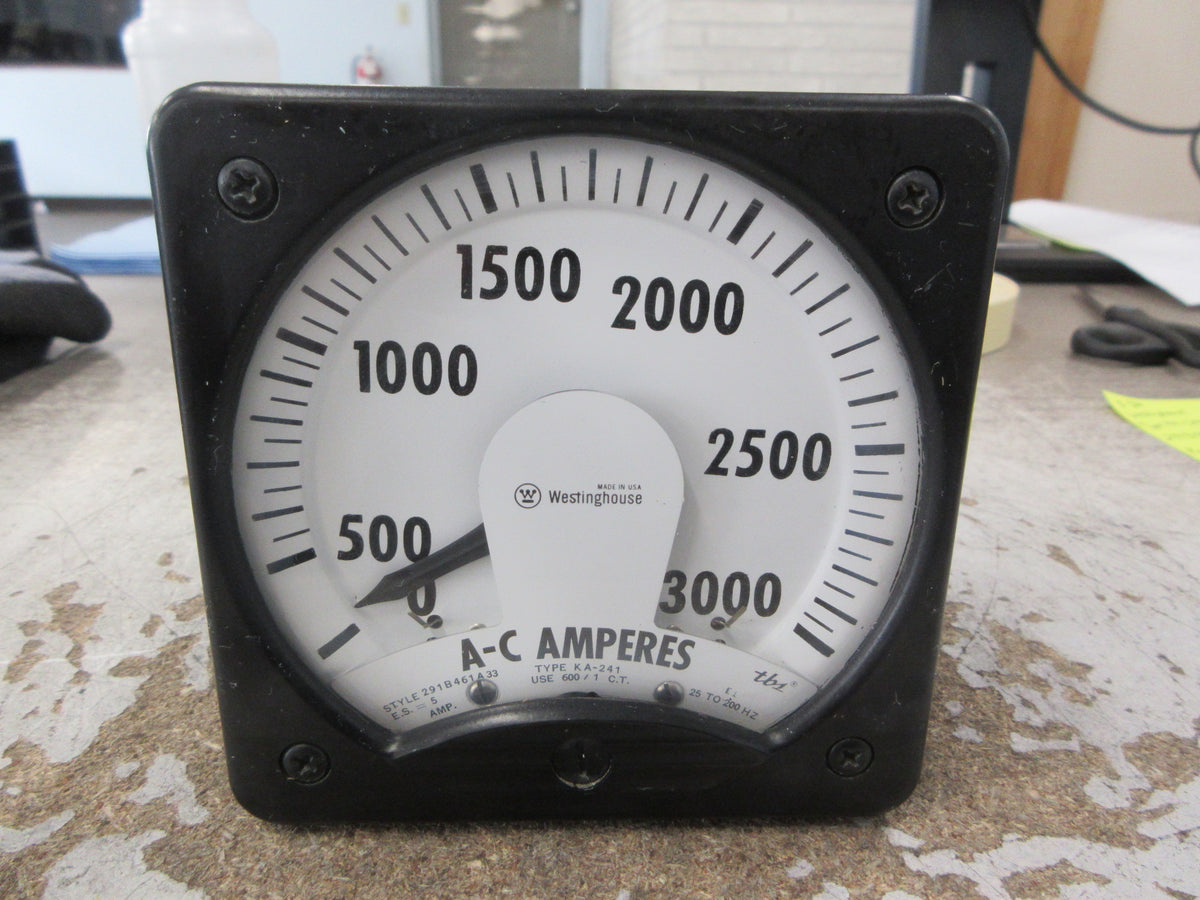Westinghouse Type KA-241 AC Ammeter 291B461A33 Range: 0-3000A Used