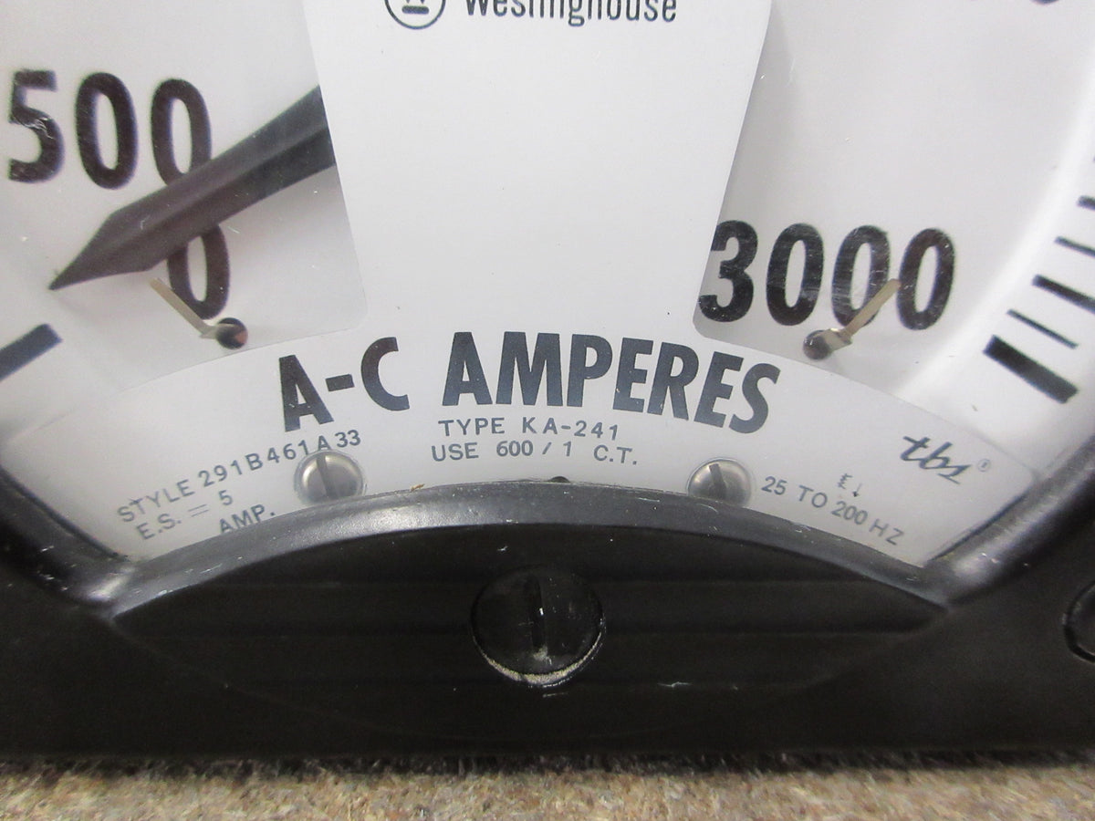 Westinghouse Type KA-241 AC Ammeter 291B461A33 Range: 0-3000A Used