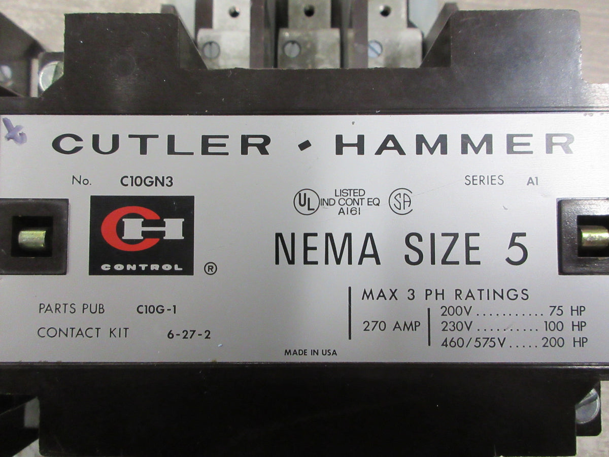 Cutler-Hammer 2-Speed Contactor C10FN3 / C10GN3 Size 4 / Size 5 120V Coil Used