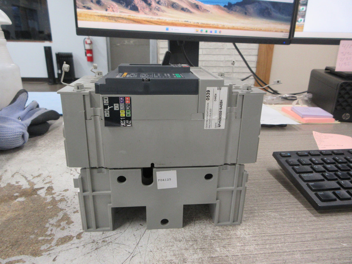 Merlin Gerin Circuit Breaker NSF150A 600V 150A 3P W/Mounting Base Used