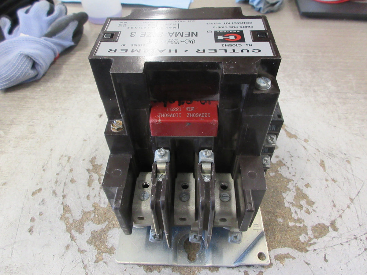 Cutler-Hammer Size 3 Contactor C10EN3 120V Coil 90A 575V (1) Aux Contact Used
