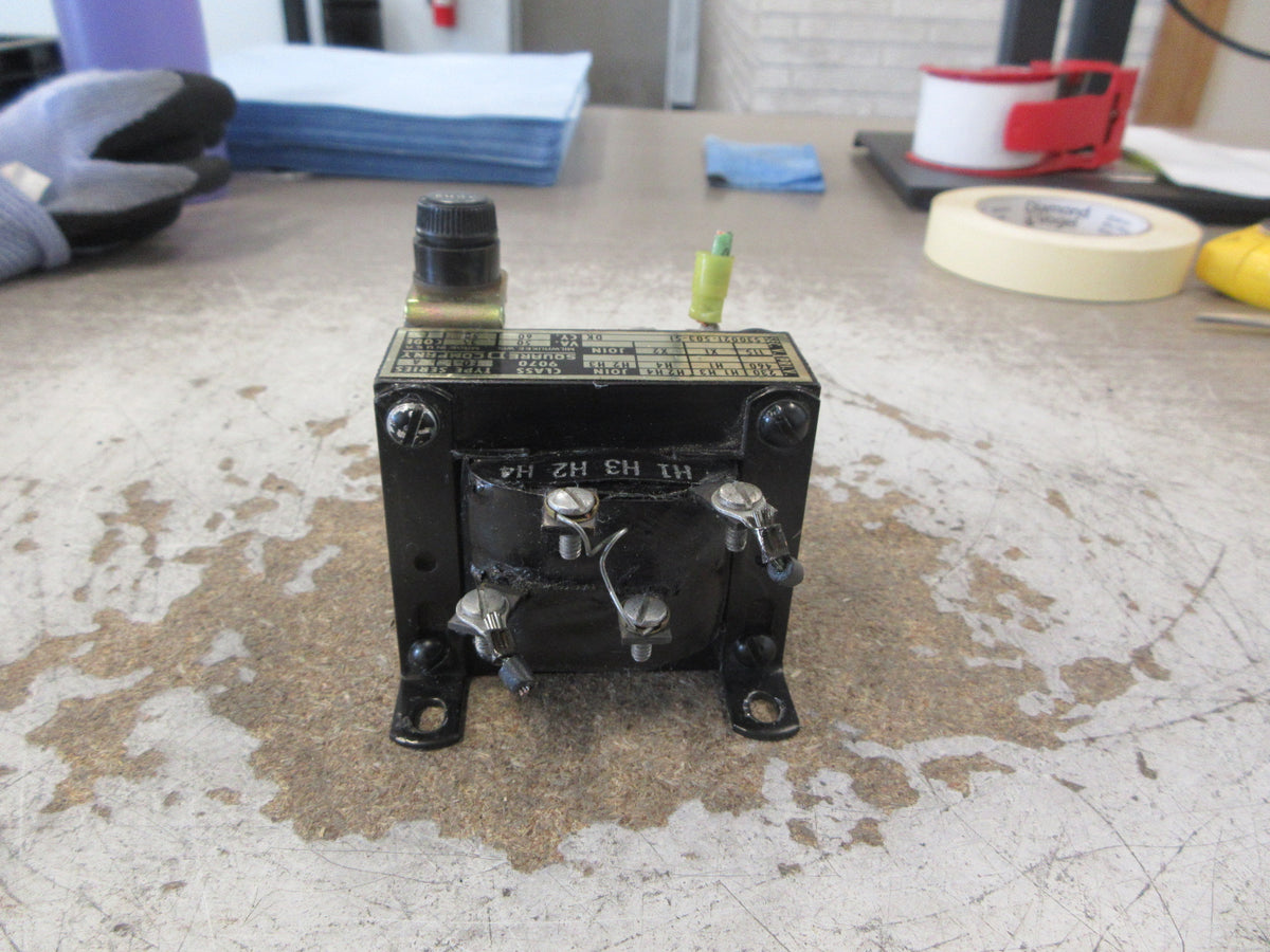 Square D Transformer 9070 E0-1 Ser. A 50VA Pri: 240/480V Sec: 120V W/Fuse Used