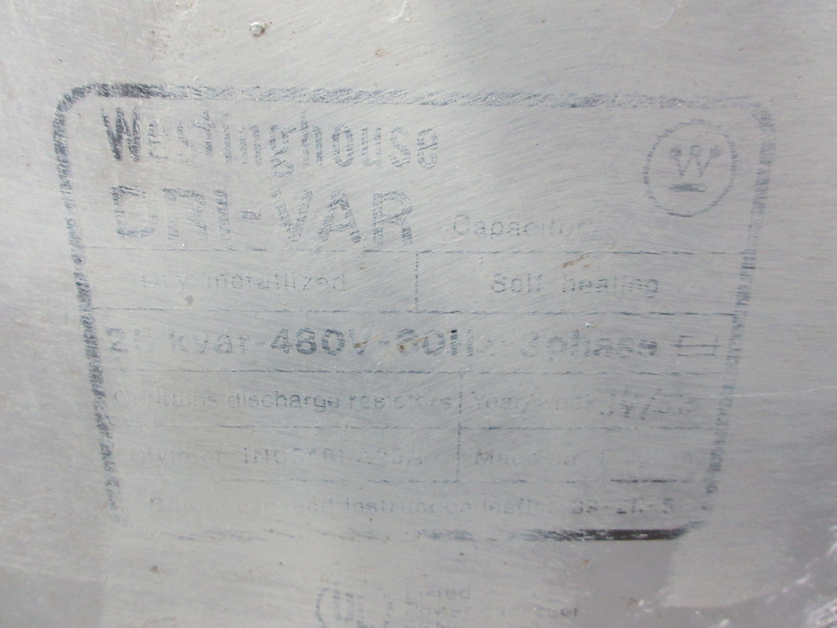 Westinghouse Dri-Var Capacitor 1N05481A25A 25KVAR 480V 3Ph Used