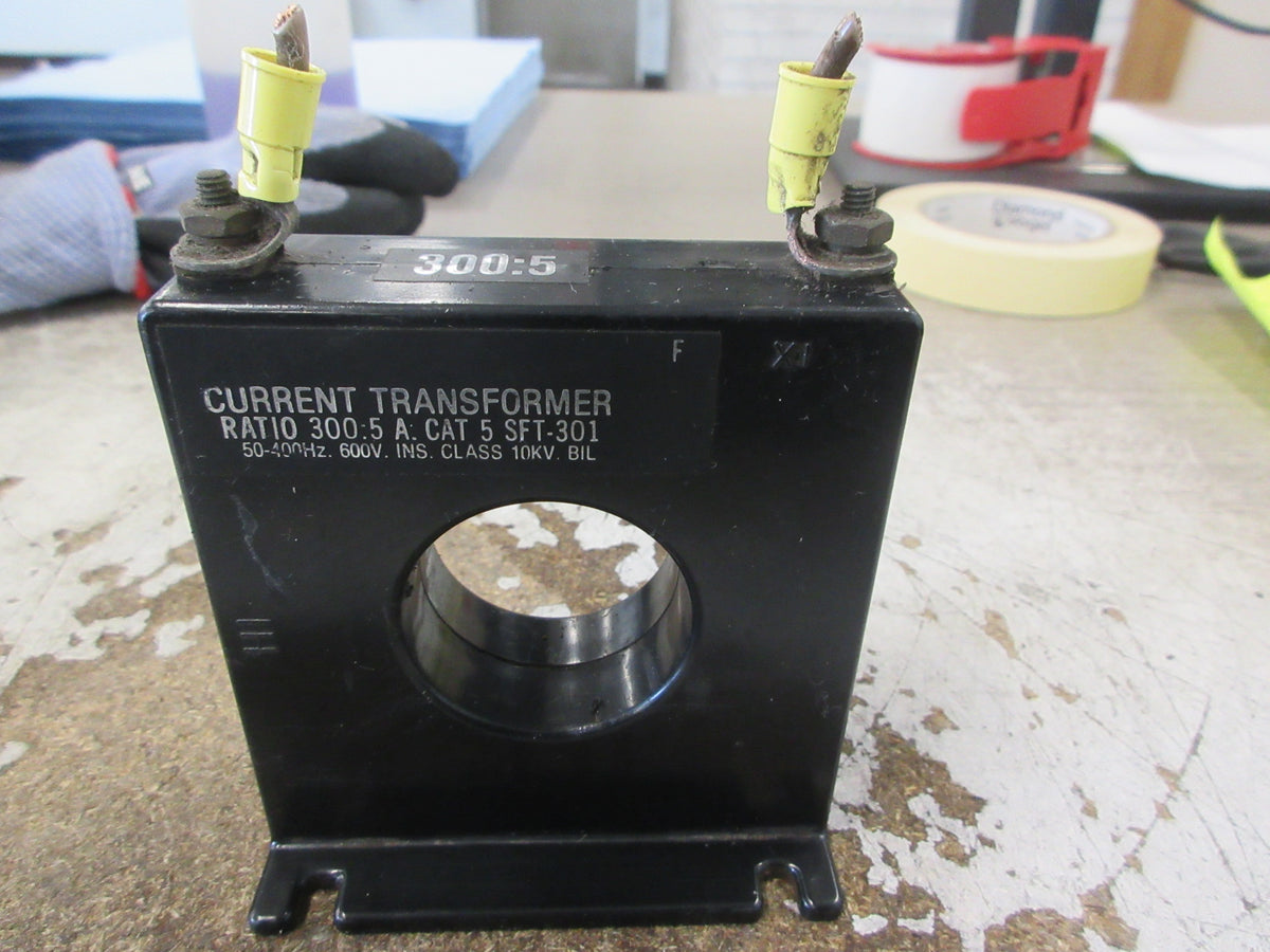 PMC Current Transformer 5SFT-301 Ratio 300:5A 600V 50-400Hz 10KV BIL Used