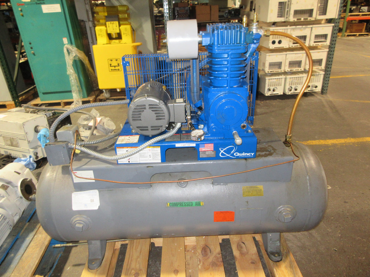 Quincy Air Compressor QC050BRS2B 5HP 200V 3Ph 60Hz 80 Gal. Used