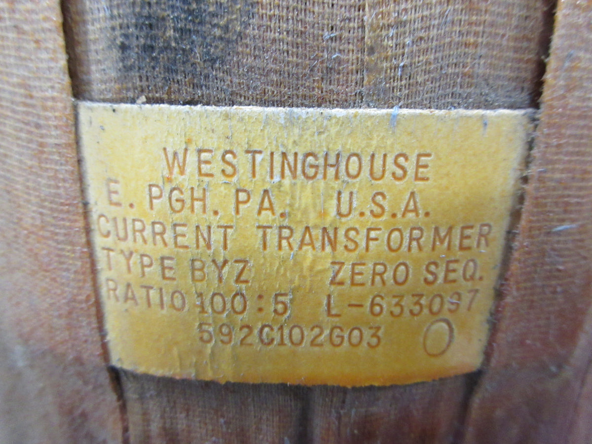 Westinghouse Type BYZ Current Transformer 592C102G03 Ratio 100:5A Used