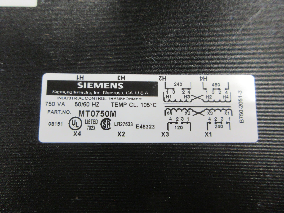 Siemens Control Transformer MT0750M 750VA Pri: 240/480V Sec: 120/240V Used