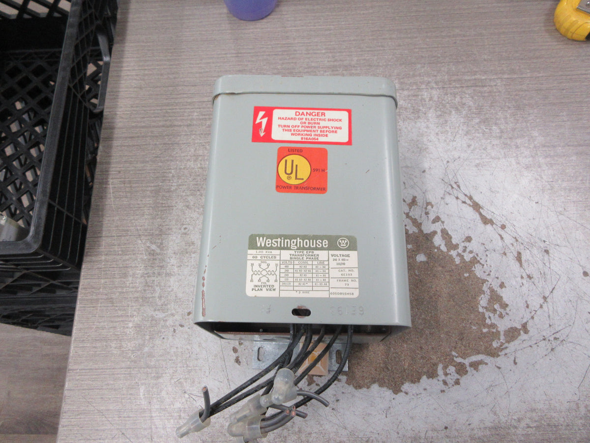 Westinghouse Type EPB Transformer 6E193 1KVA Pri: 240/480V Sec: 120/240V Used