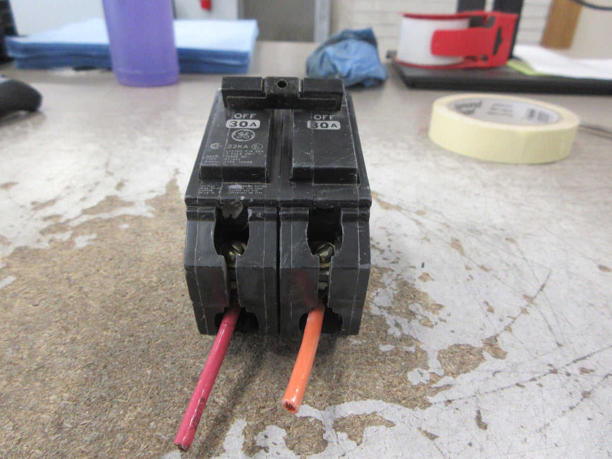 GE Bolt-On Circuit Breaker THHQB2130 30A 120/240V 2P 22K AIC Used