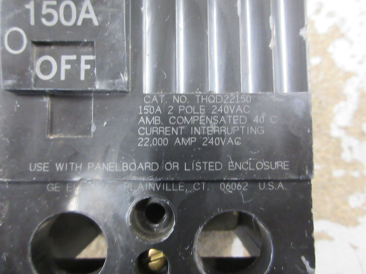 GE Circuit Breaker THQD22150 150A 240V 2P 22K AIC Used