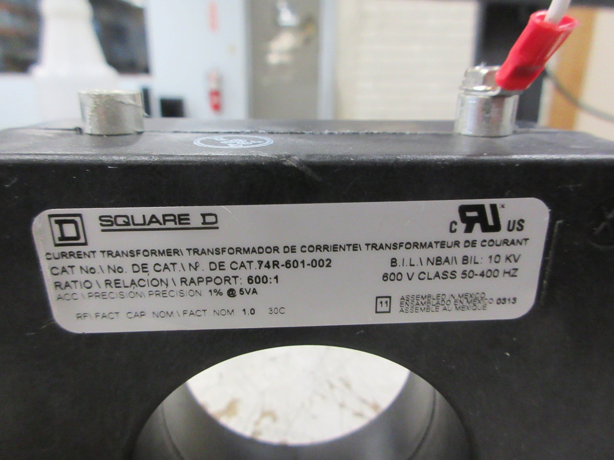 Square D Current Transformer 74R-601-002 Ratio 600:1A 600V 50-400Hz Used