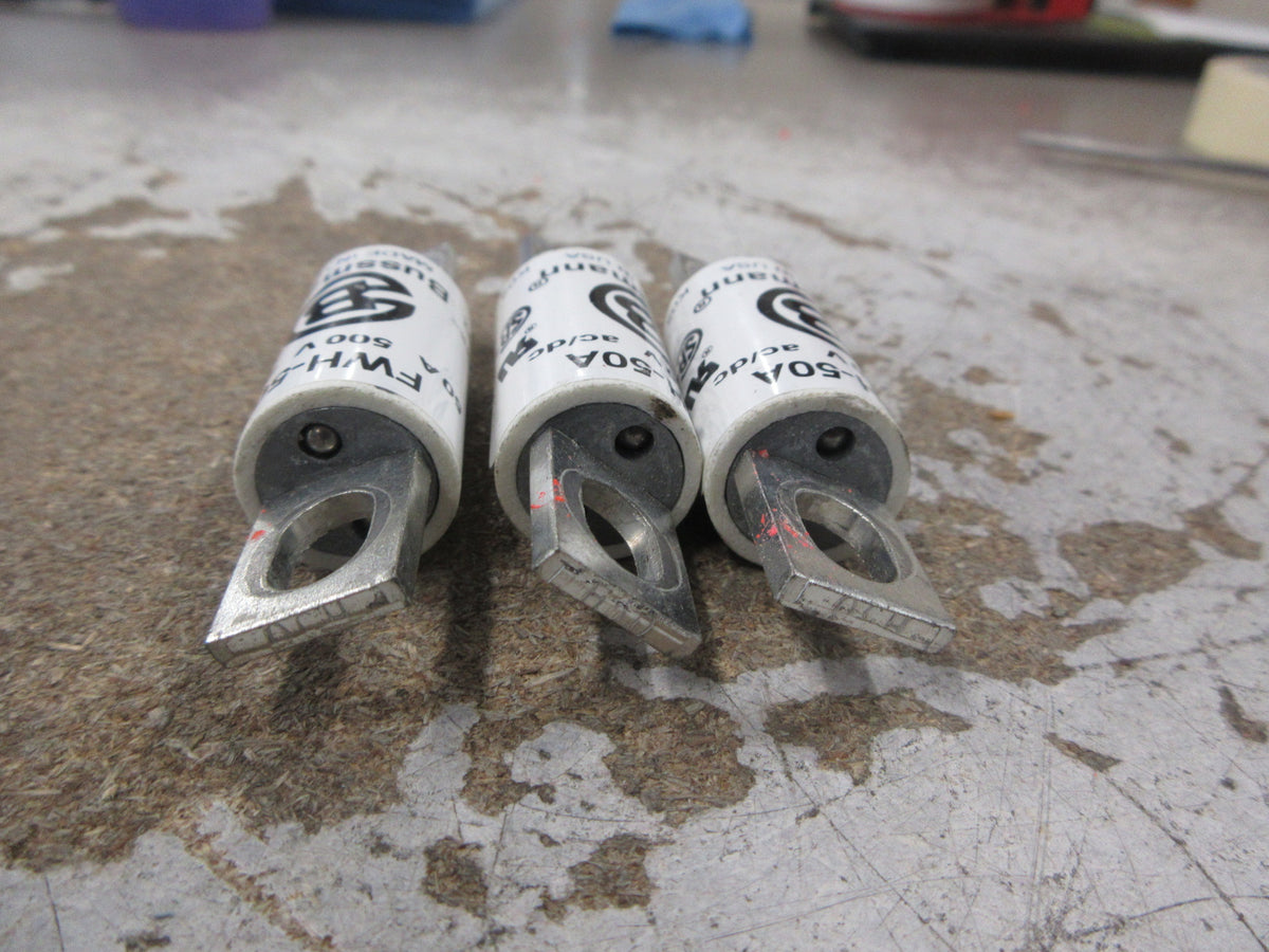 Bussmann Fuse FWH-50A 500V 50A *Lot of 3* Used