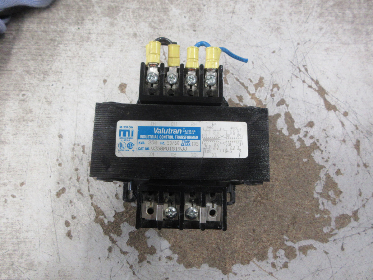 Micron Valutran Control Transformer V250PU1519JJ 0.250KVA Pri: 240/480V Used