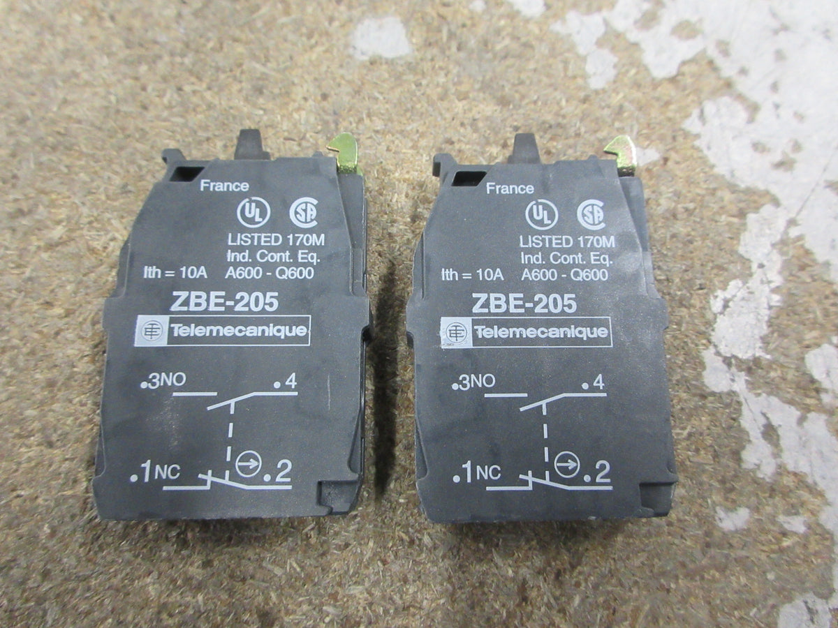 Telemecanique Aux Contact ZBE-205 *Lot of 2* *No Box* New Surplus