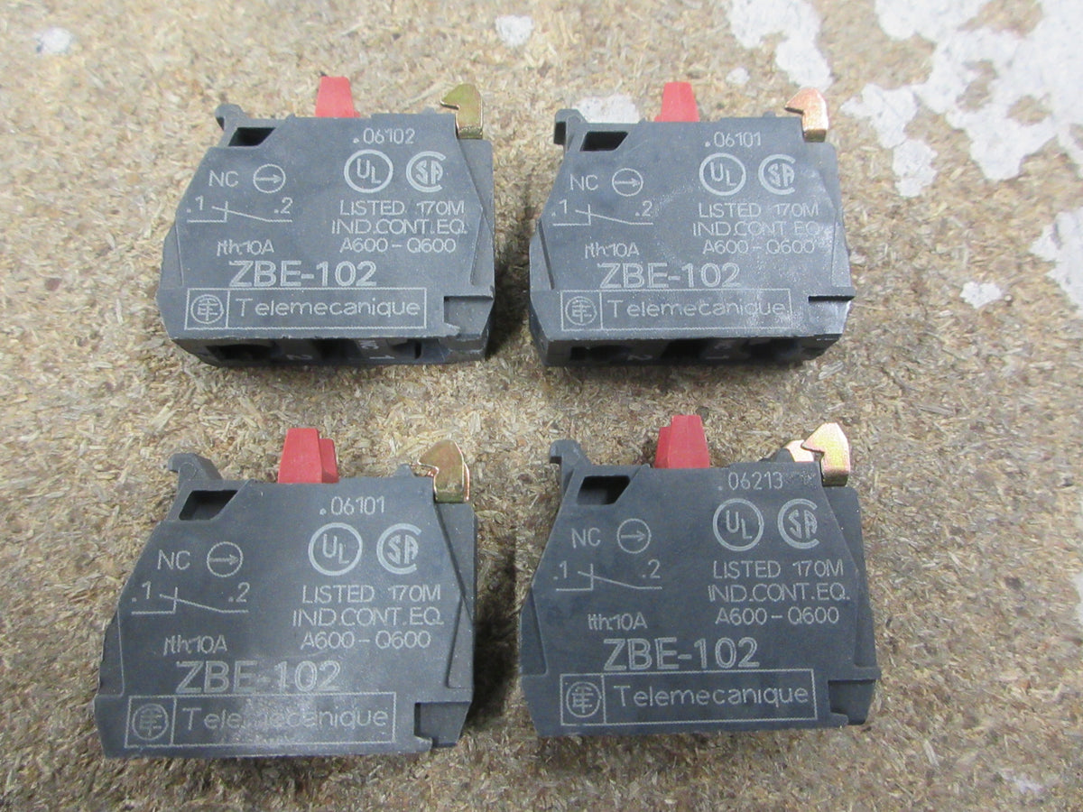 Telemecanique Aux Contact ZBE-102 *Lot of 4* *No Box* New Surplus