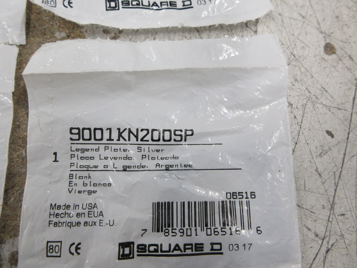 Square D Legend Plate 9001KN200SP Silver Blank *Lot of 4* New Surplus