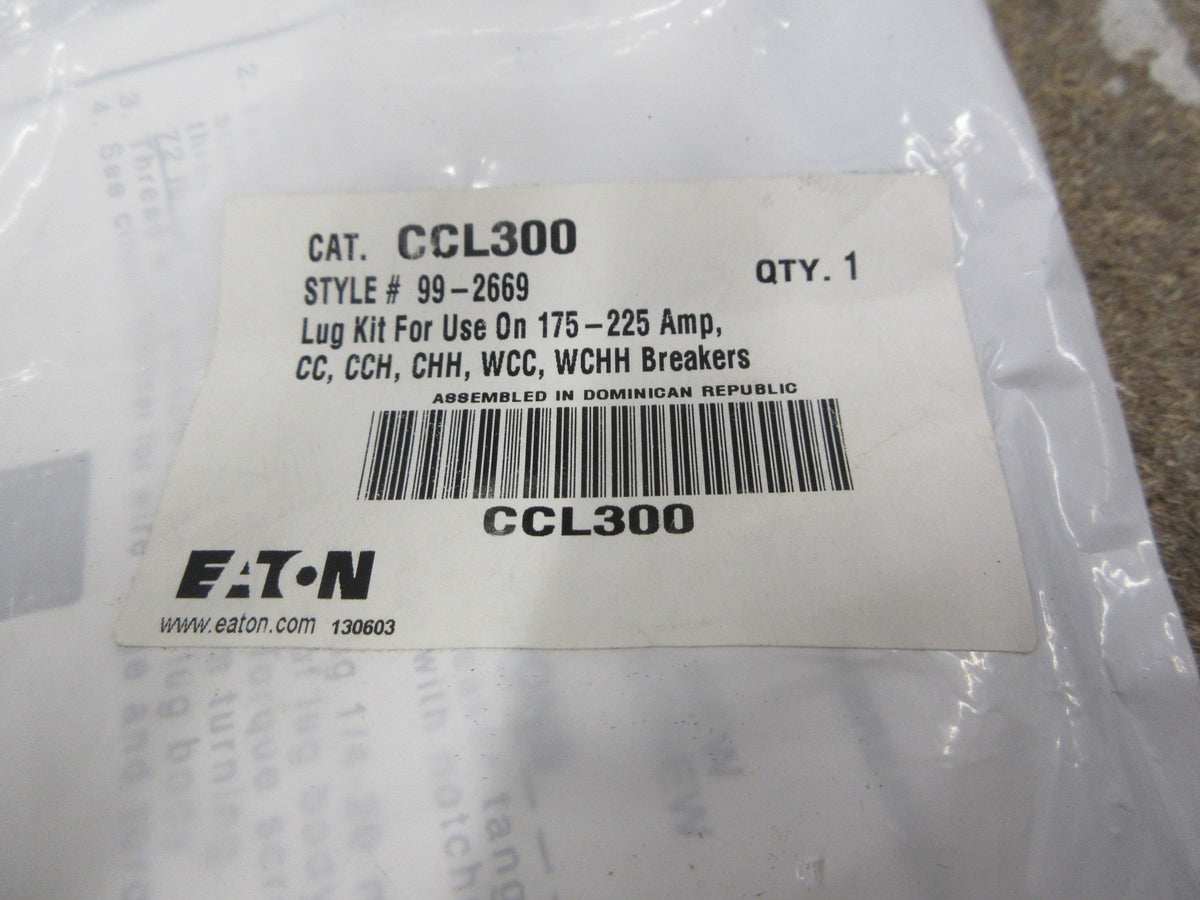 Eaton Main Breaker Lug Kit CCL300 Style #: 99-2669 175-225A New Surplus