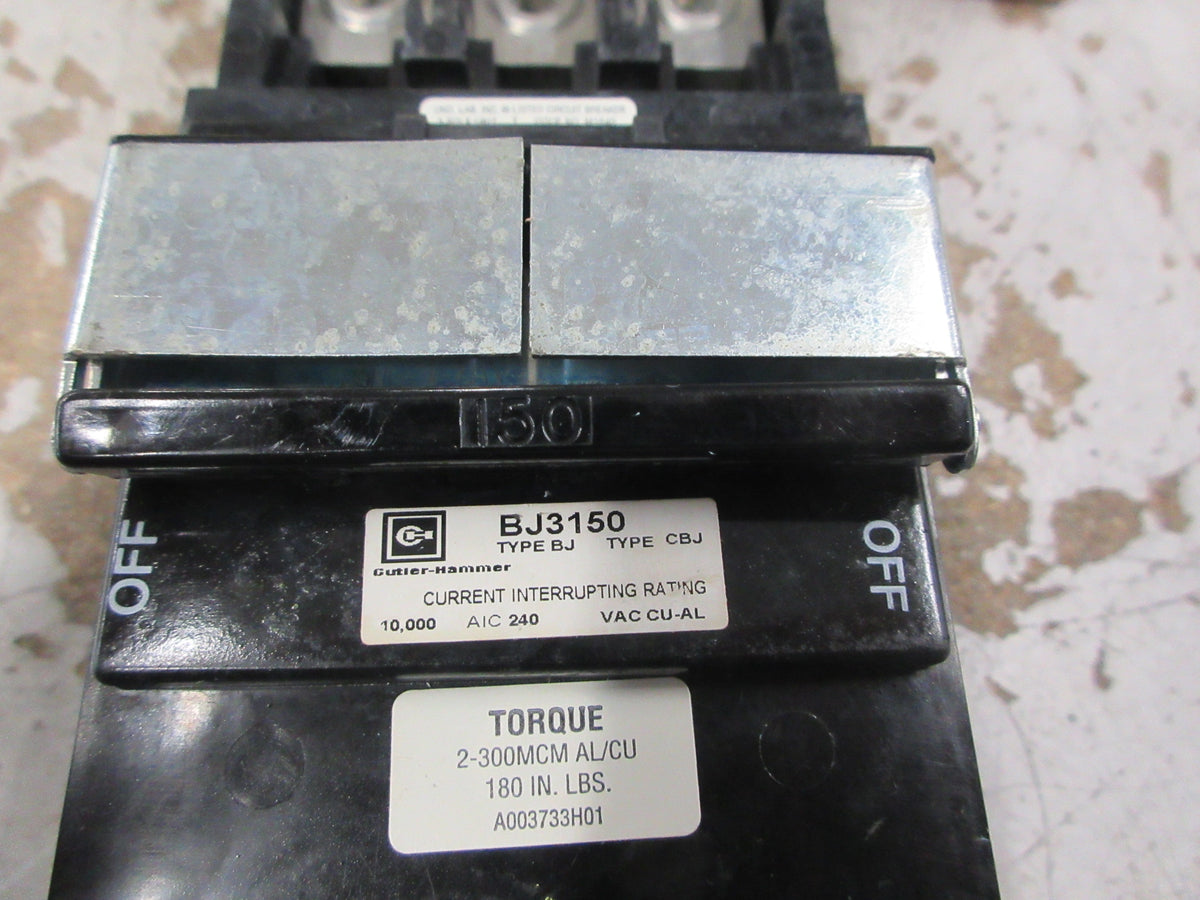 Eaton Cutler-Hammer Circuit Breaker BJ3150 150A 240V 3P New Surplus