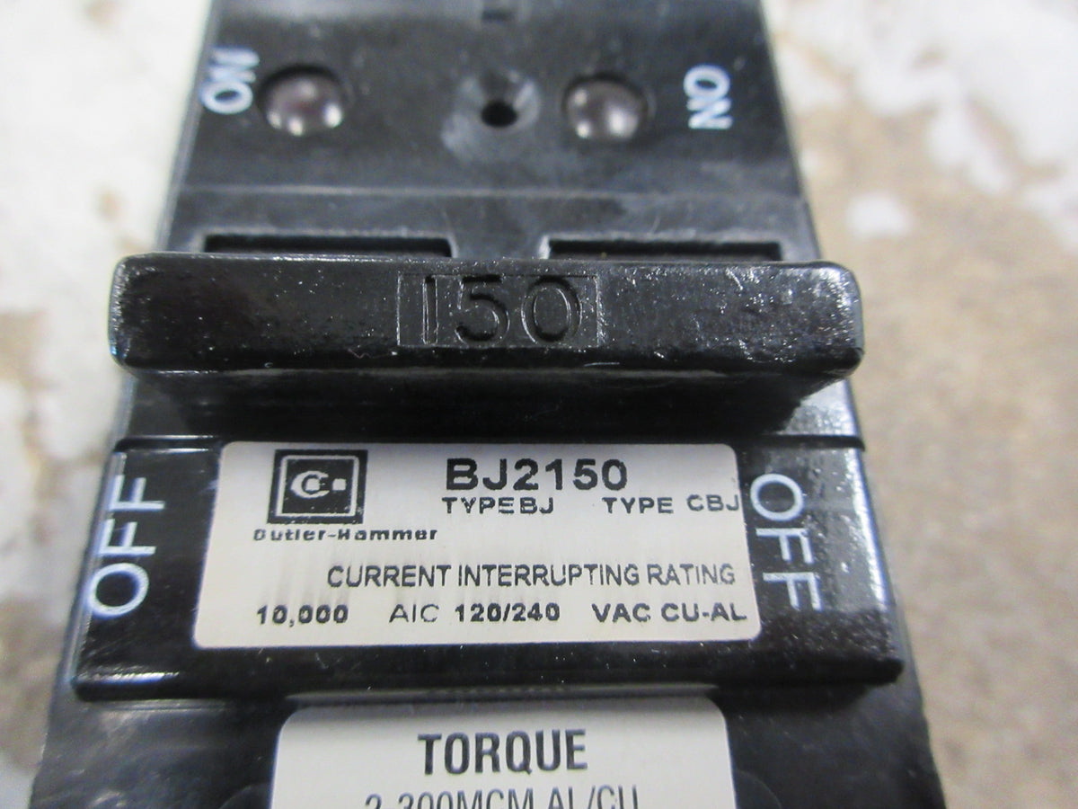 Cutler-Hammer Type BJ Circuit Breaker BJ2150 150A 120/240V 2P Used