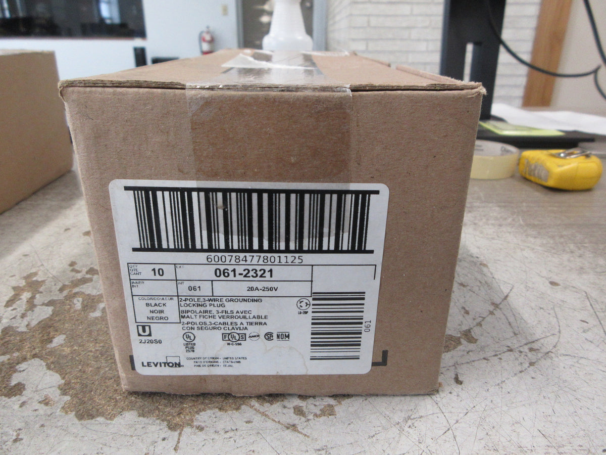 Leviton Locking Plug 2321 20A 250V 2P 3W *Box of 10* New Surplus