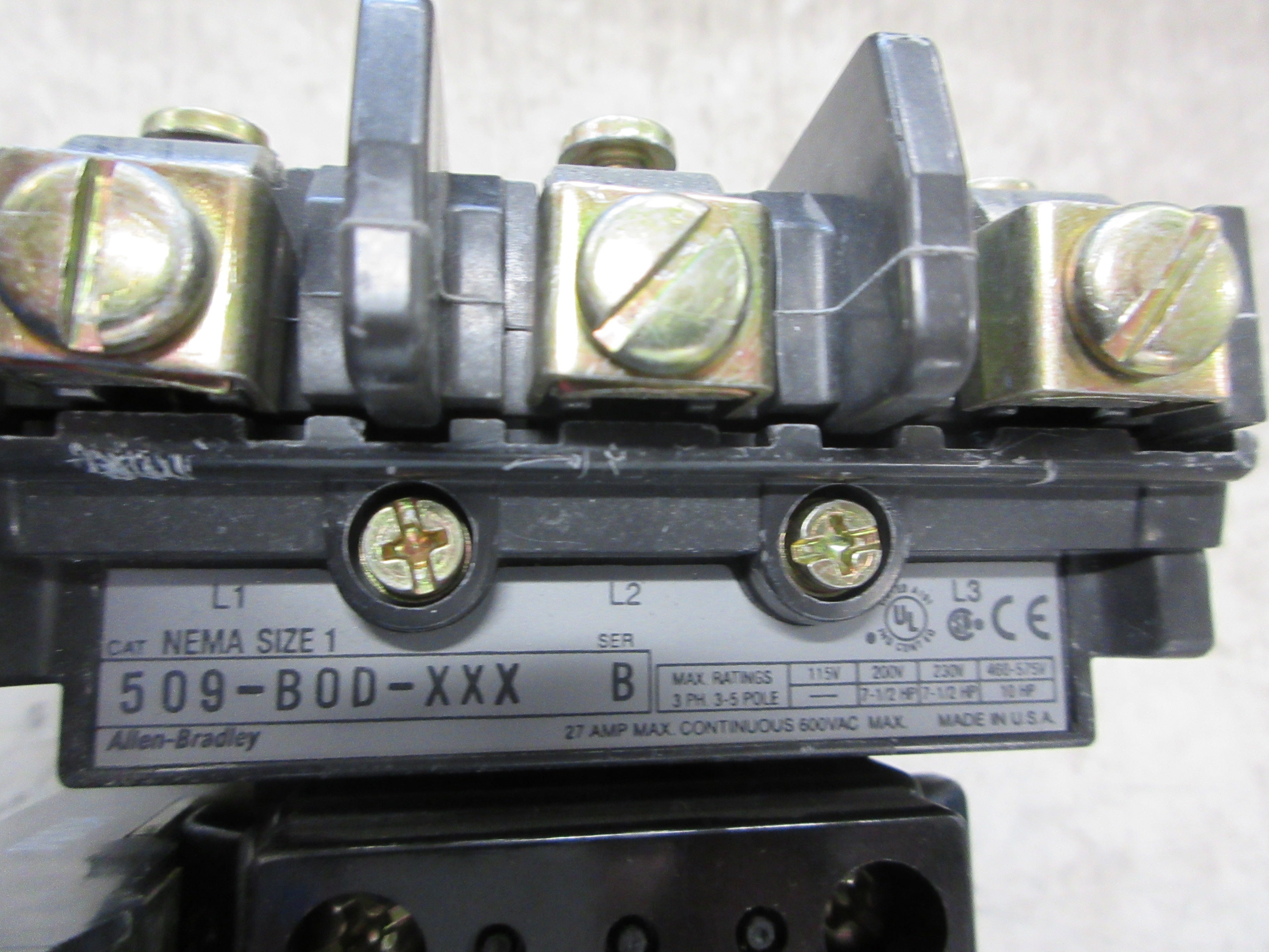 Allen-Bradley Size 1 Starter 509-BOD-XX/592-EC2CC 115-120V Coil Trip: 5-25A Used