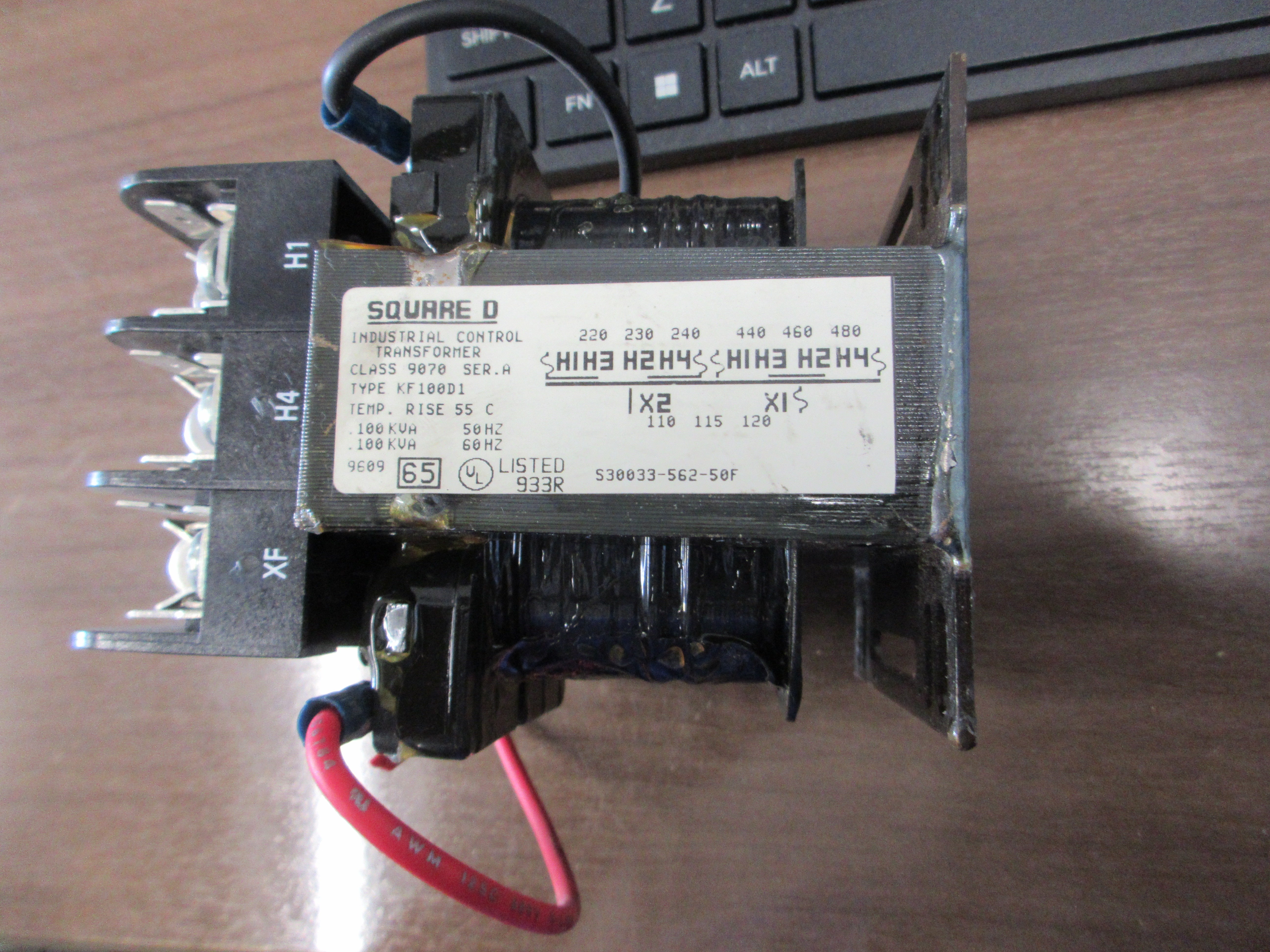 Square D Control Transformer 9070 KF100D Ser. A 0.100KVA Pri: 240/480v Used