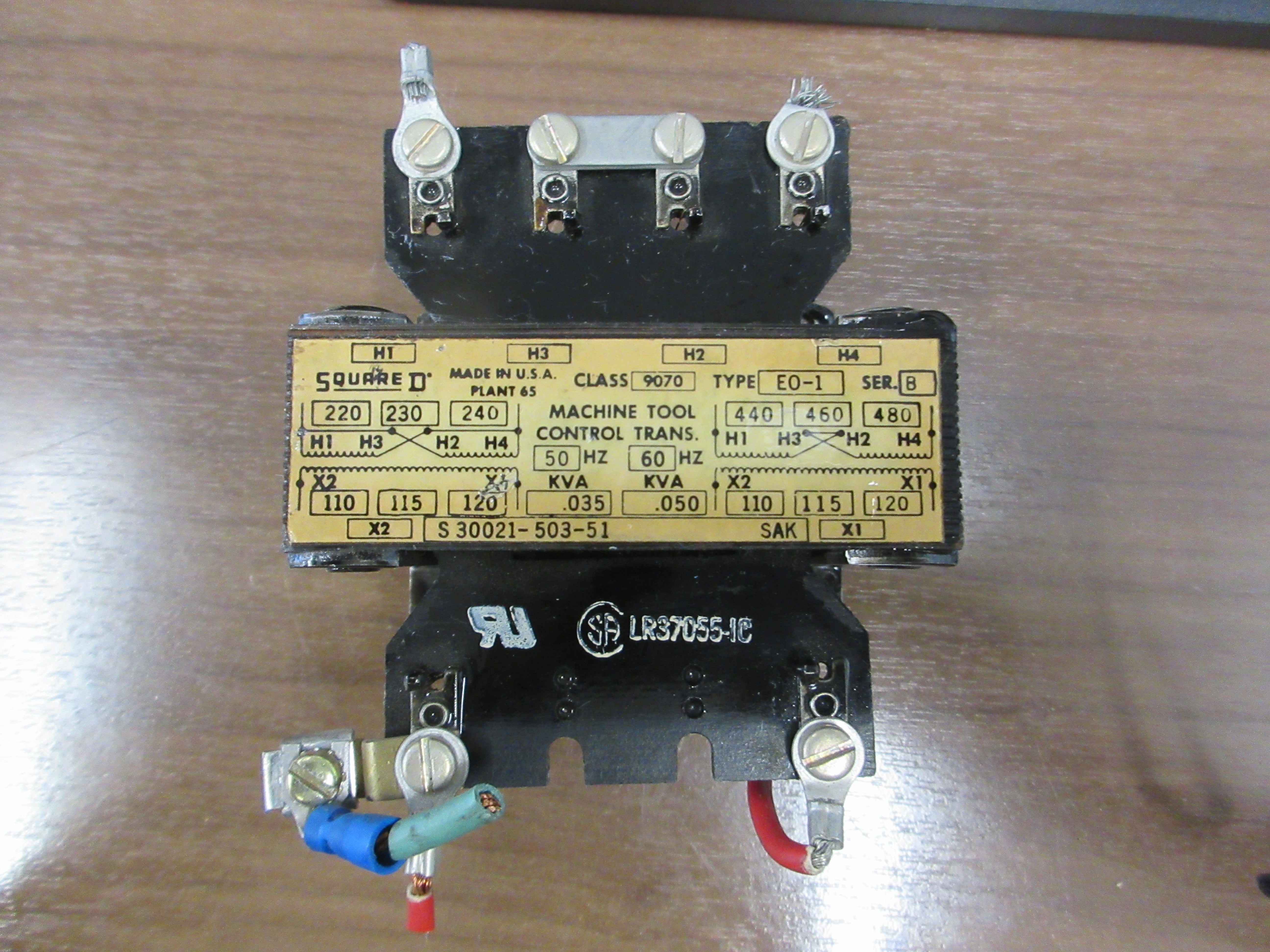 Square D Control Transformer 9070 E0-1 Ser. B Pri: 480V Sec:120V Used