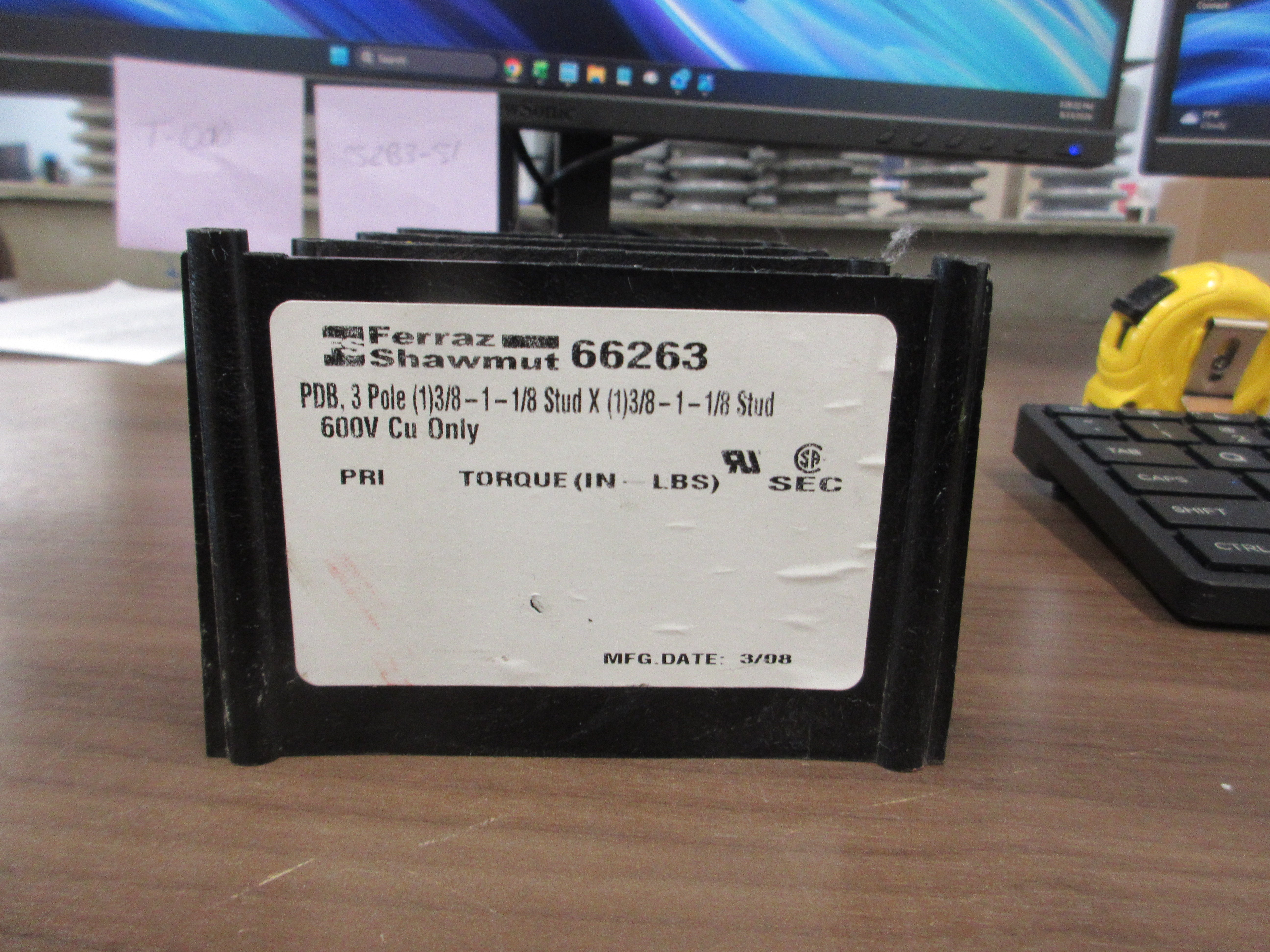 Ferraz Shawmut Power Distirbution Block 66263 600V 3P Used