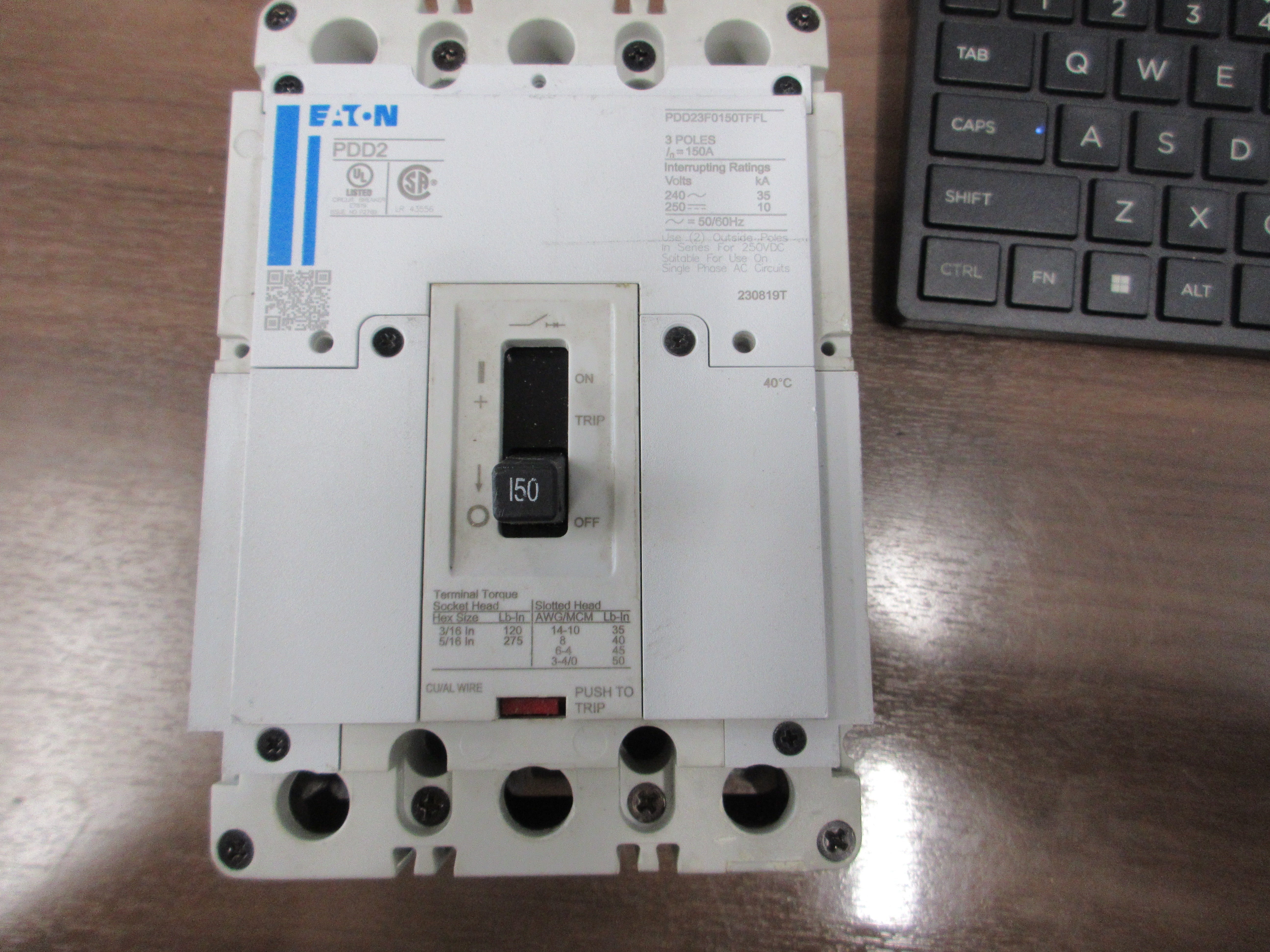 Eaton Circuit Breaker PDD23F0150TFFL 150A 240V 3P Used