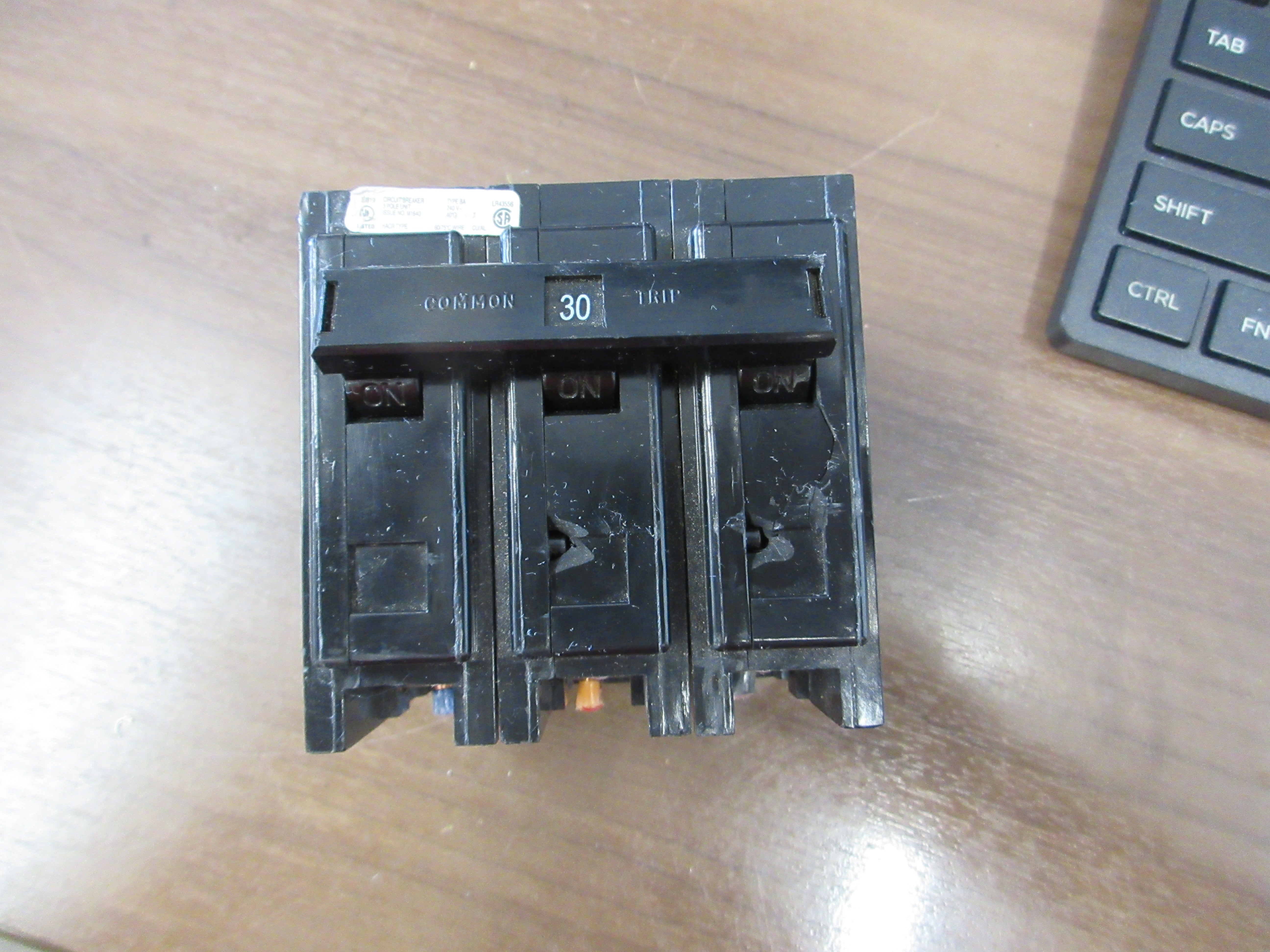 Eaton  Type BA Bolt -On Circuit Breaker BAB3030H 30A 240V 3 P Used