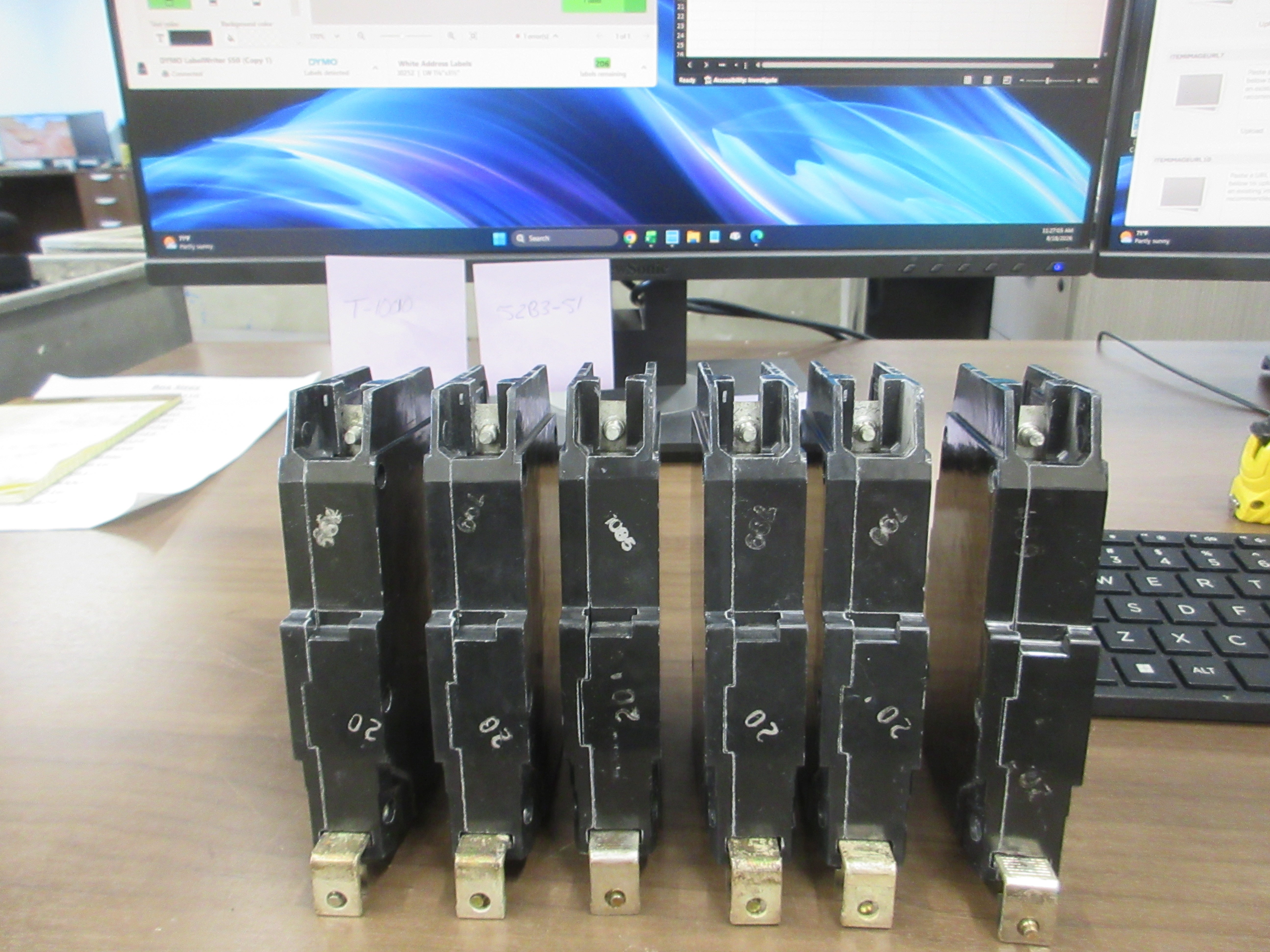 GE Circuit Breaker TEY120 20A 277V 1P *Lot of 6* Used
