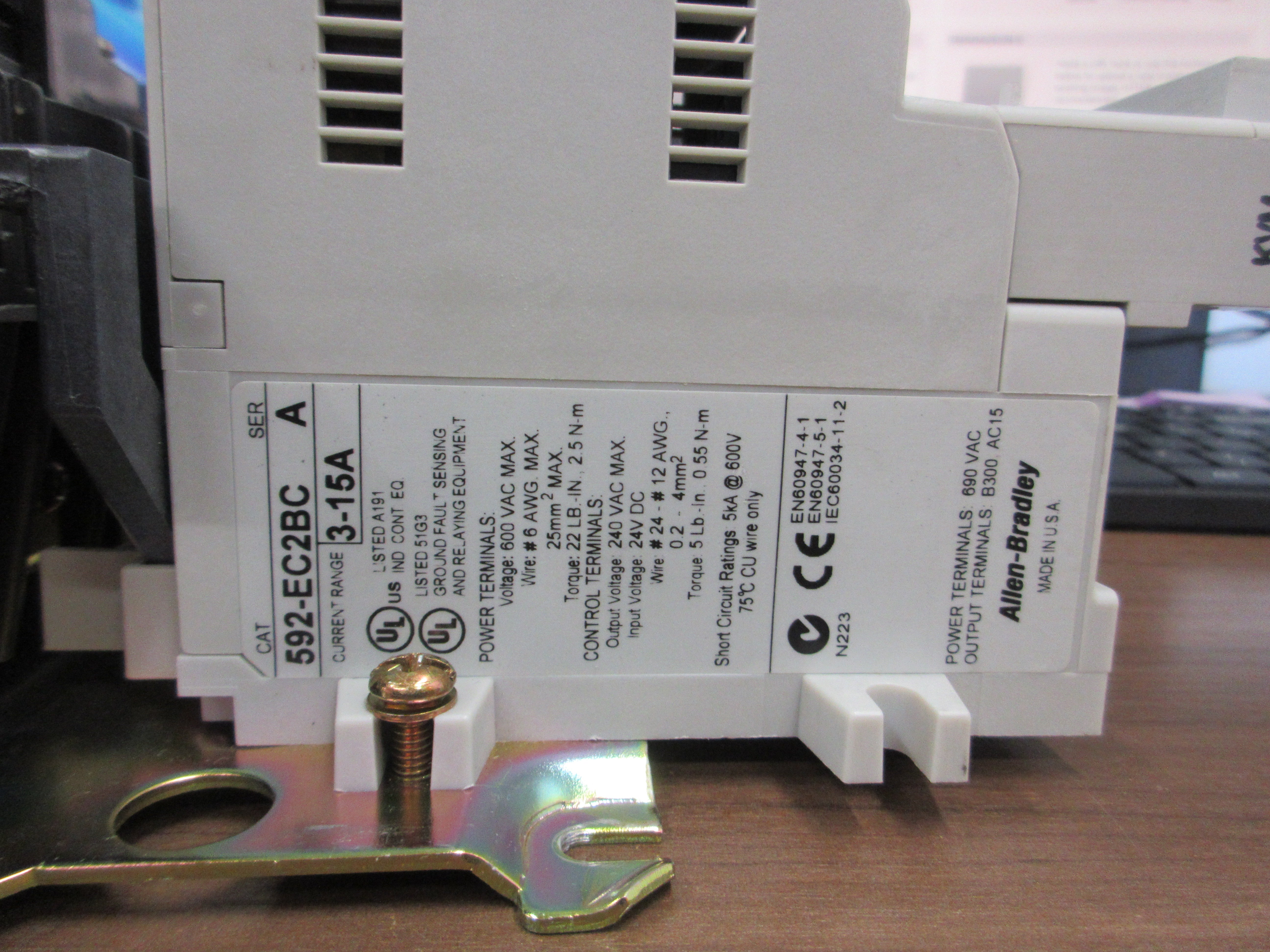 Allen Bradley Size 1 Starter 509-BOD-XXX/592-EC2BC 115-120V Coil Used